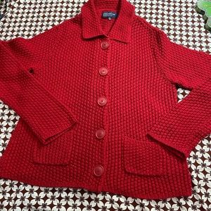 Jones New York Red knit cardigan